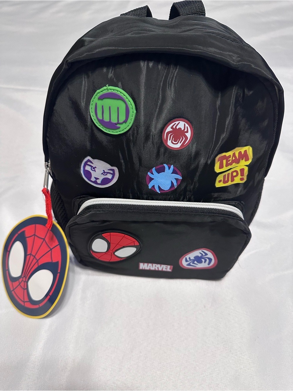 Marvel Kids Black Spider-Man Mini 11’’ Patch Backpack with Multicolor Badges